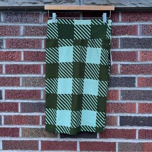 LuLaRoe Olive Green and Light Green Plaid High Rise Textured Pencil Skirt